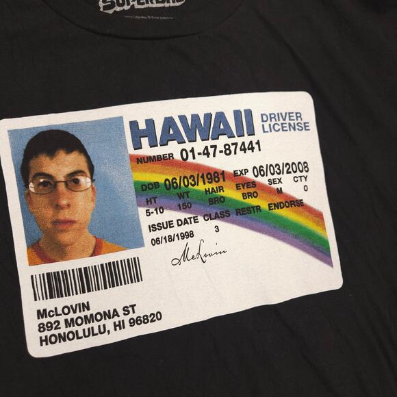 Superbad McLovin Crew Neck Short Sleeve Graphic T Shirt Mens Size XL Black - Picture 4 of 9